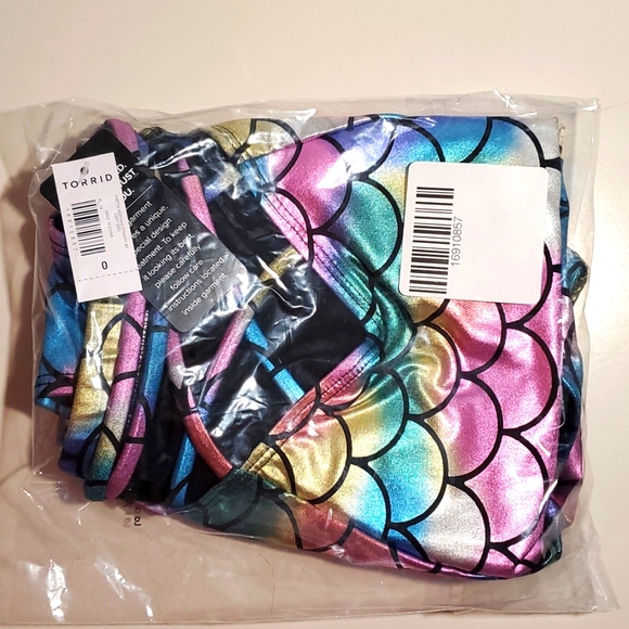 ❤️NWT VINTAGE TORRID SWIM BOTTOM BRIEF - MERMAID PRINT HIGH WAIST - STRAPPY BACK - Picture 8 of 13